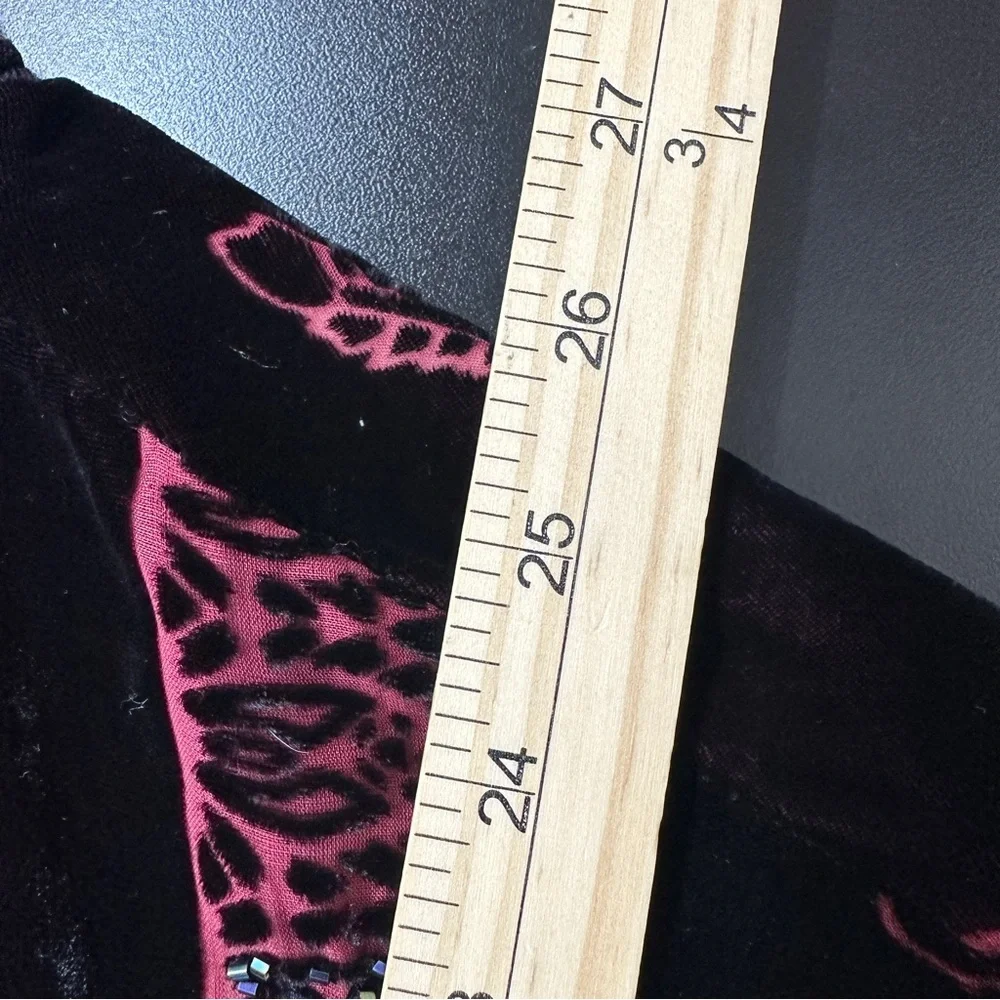 *Sold* Vtg MSK Silk Burnout Velvet Kimono Cardigan 1X Black Beaded Whimsygoth - Picture 6 of 8